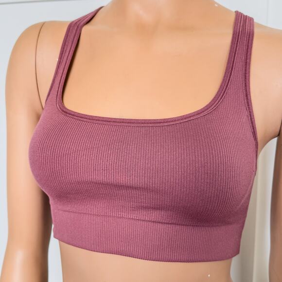 Athleta, Aurora Scoop Crossback Ribbed Women’s Small Sports Bra A-C, Tawny Rose - Picture 5 of 7